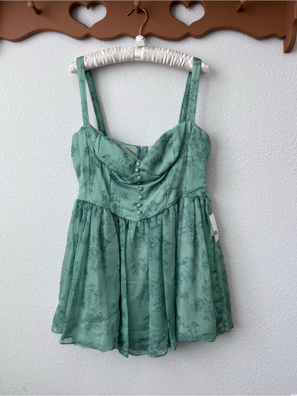 B Darlin Mint Green Floral Chiffon Sweetheart Camisole